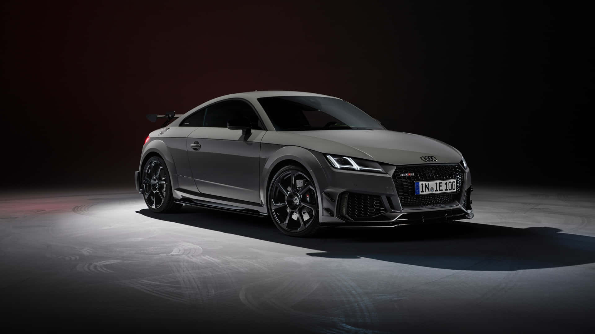 Audi TT RS, matte gray, dark studio, Full HD Desktop Wallpaper