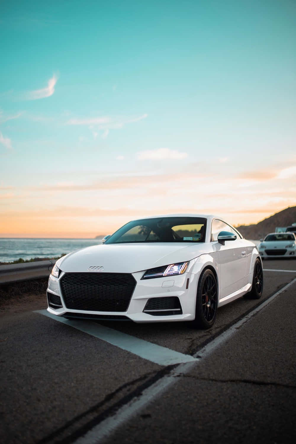 Audi TT RS, white, coastal road, HD Phone Wallpaper
