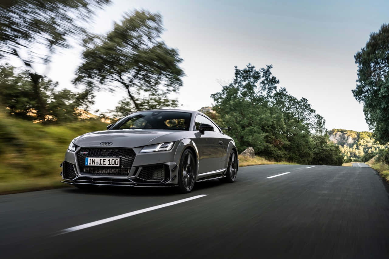Audi TT RS, gray, winding rural road, HD Desktop Wallpaper