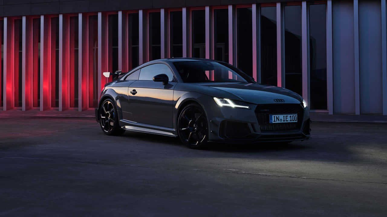 Audi TT RS, gray, dramatic red and purple lighting, HD Desktop Wallpaper