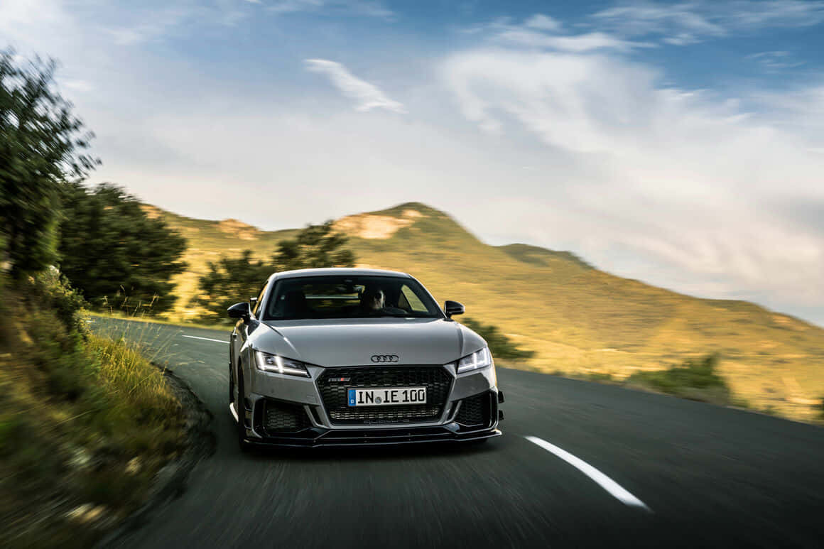 Audi TT RS, silver, winding mountain road, SD Desktop Wallpaper
