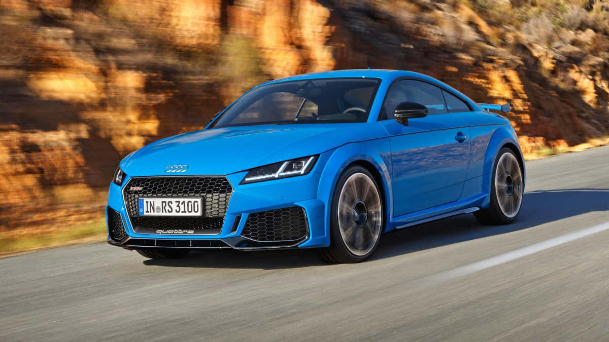 Audi TT RS, vibrant blue, winding road, SD Desktop Wallpaper