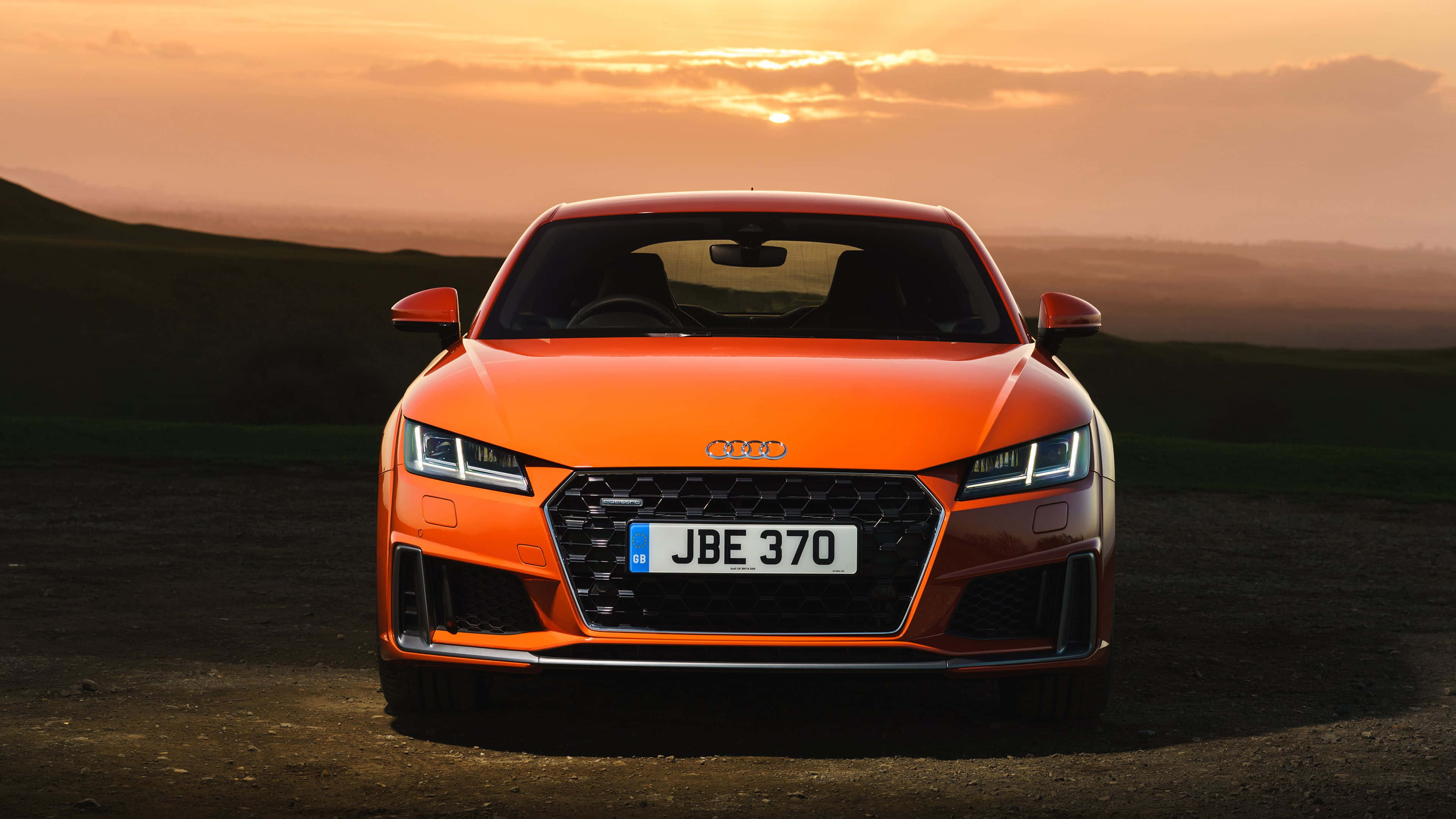 Audi TT, orange, dirt road, 4K Desktop Wallpaper