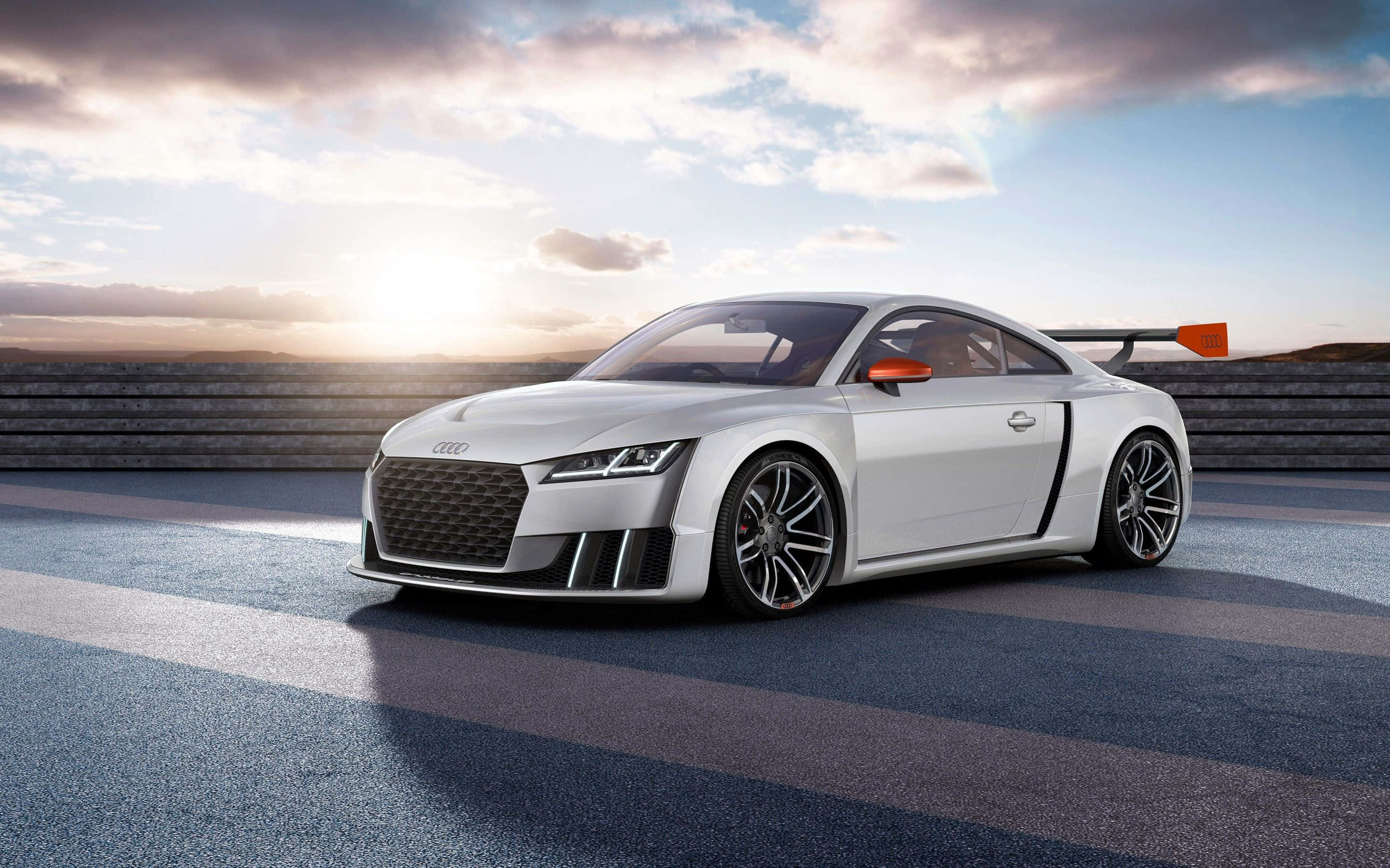 Audi TT, silver, orange accents, 2K Desktop Wallpaper