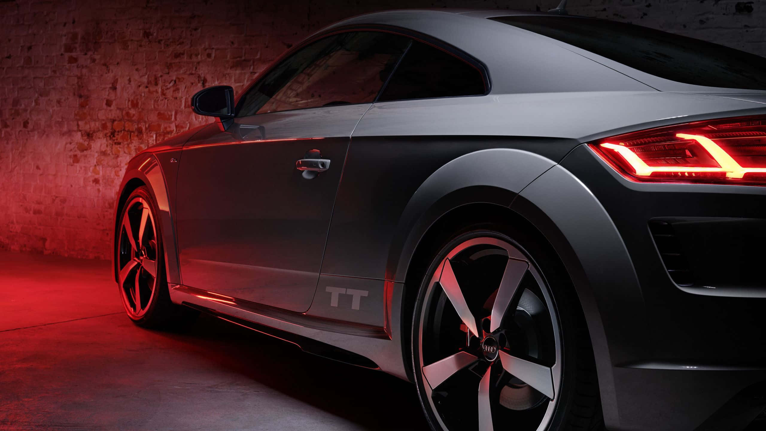 Audi TT, silver, dramatic red lighting, 2K Desktop Wallpaper