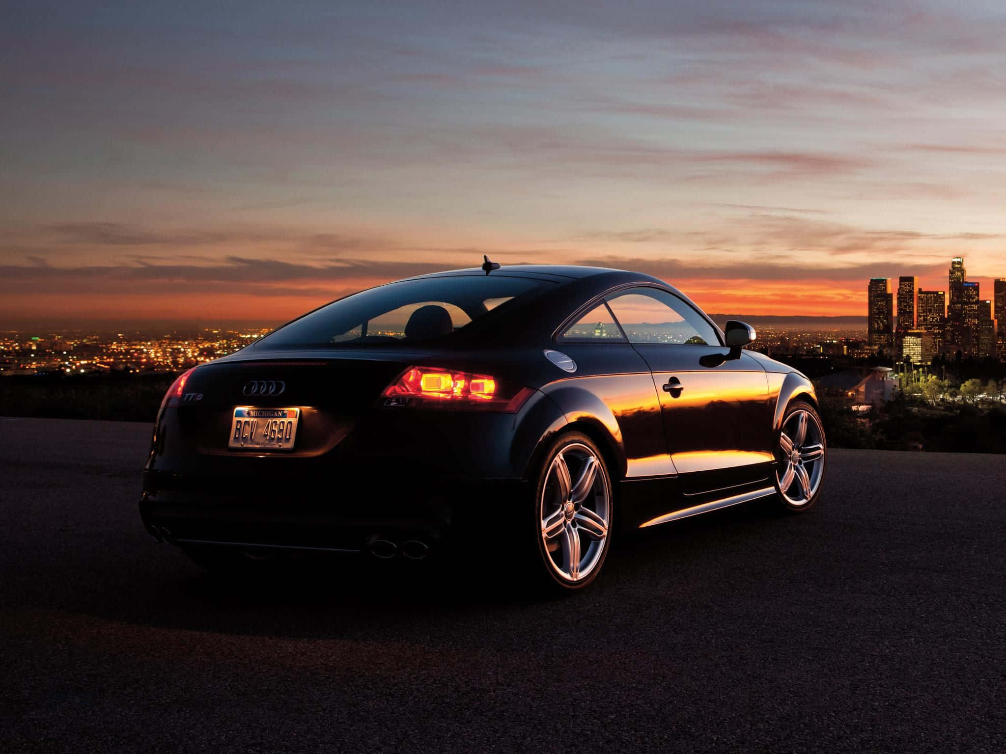 Audi TT, black, sunset, Full HD Desktop Wallpaper