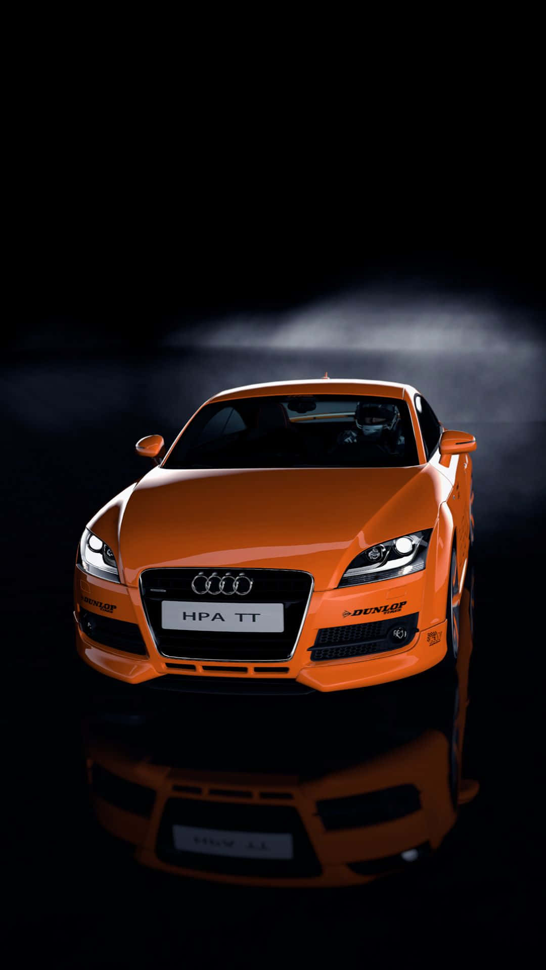 Audi TT, vibrant orange, dramatic studio lighting, Full HD Phone Wallpaper