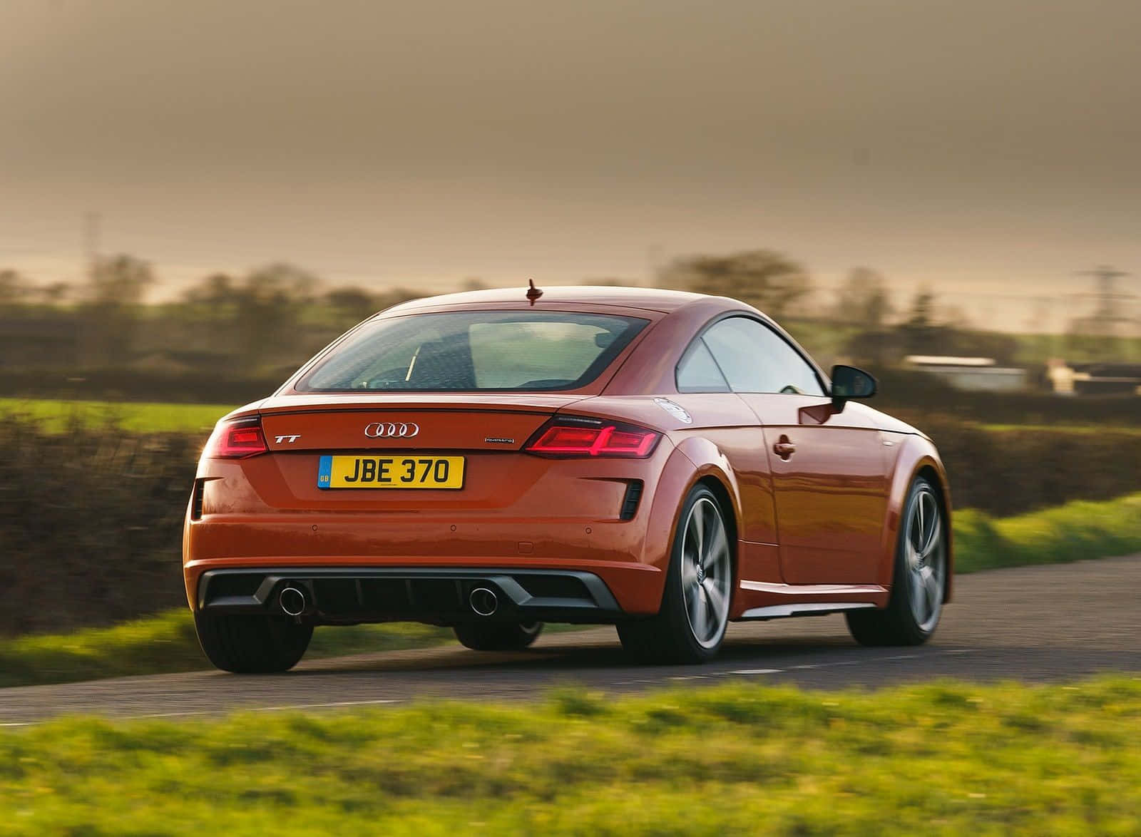 Audi TT, orange, rural road, HD Desktop Wallpaper