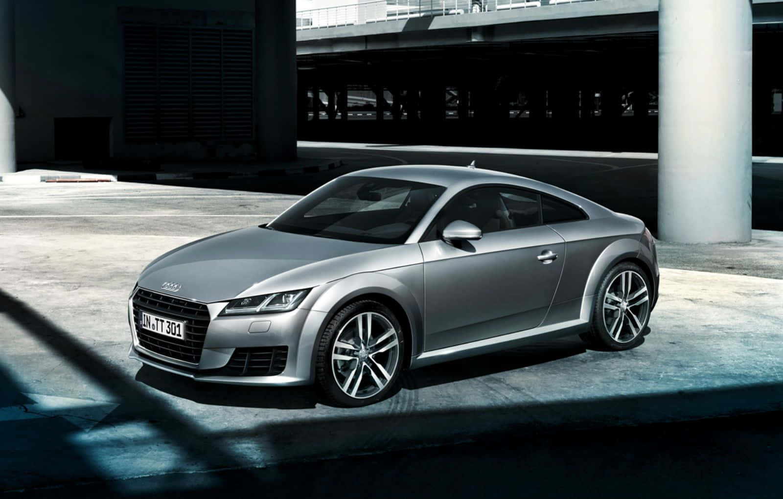 Audi TT, silver, concrete overpass, HD Desktop Wallpaper