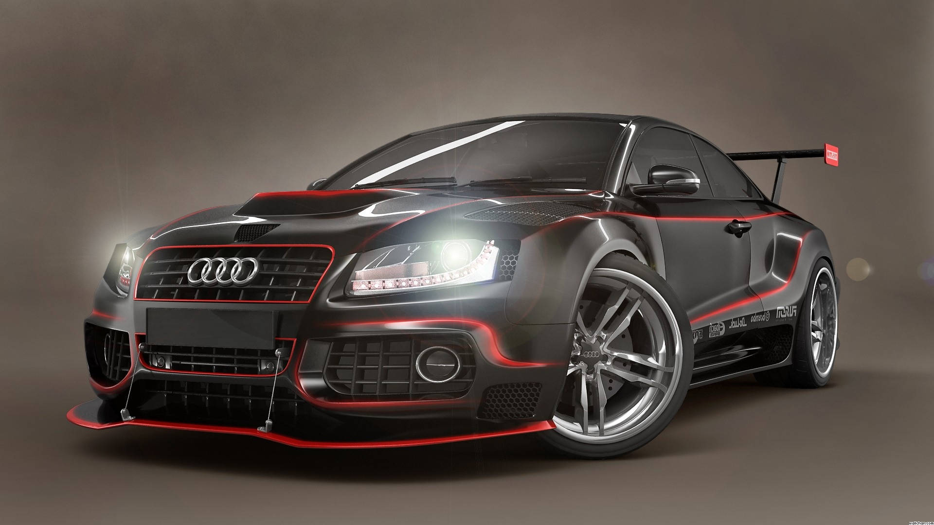 Audi, black, red, Full HD Desktop Wallpaper