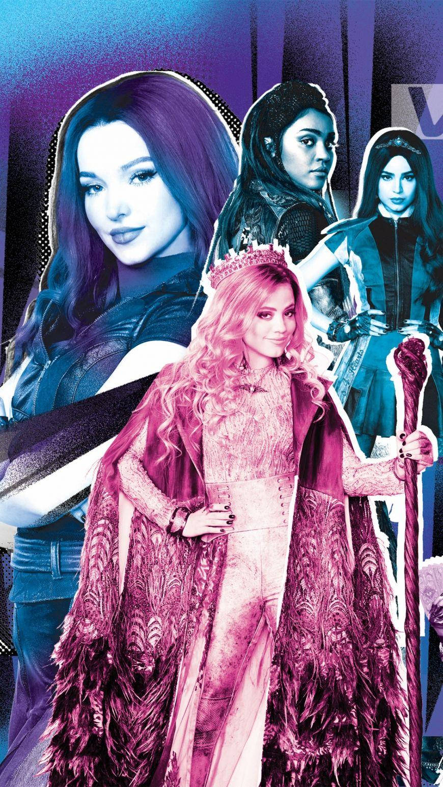 Audrey Descendants, fantasy attire, vibrant pink and purple hues, HD Phone Wallpaper