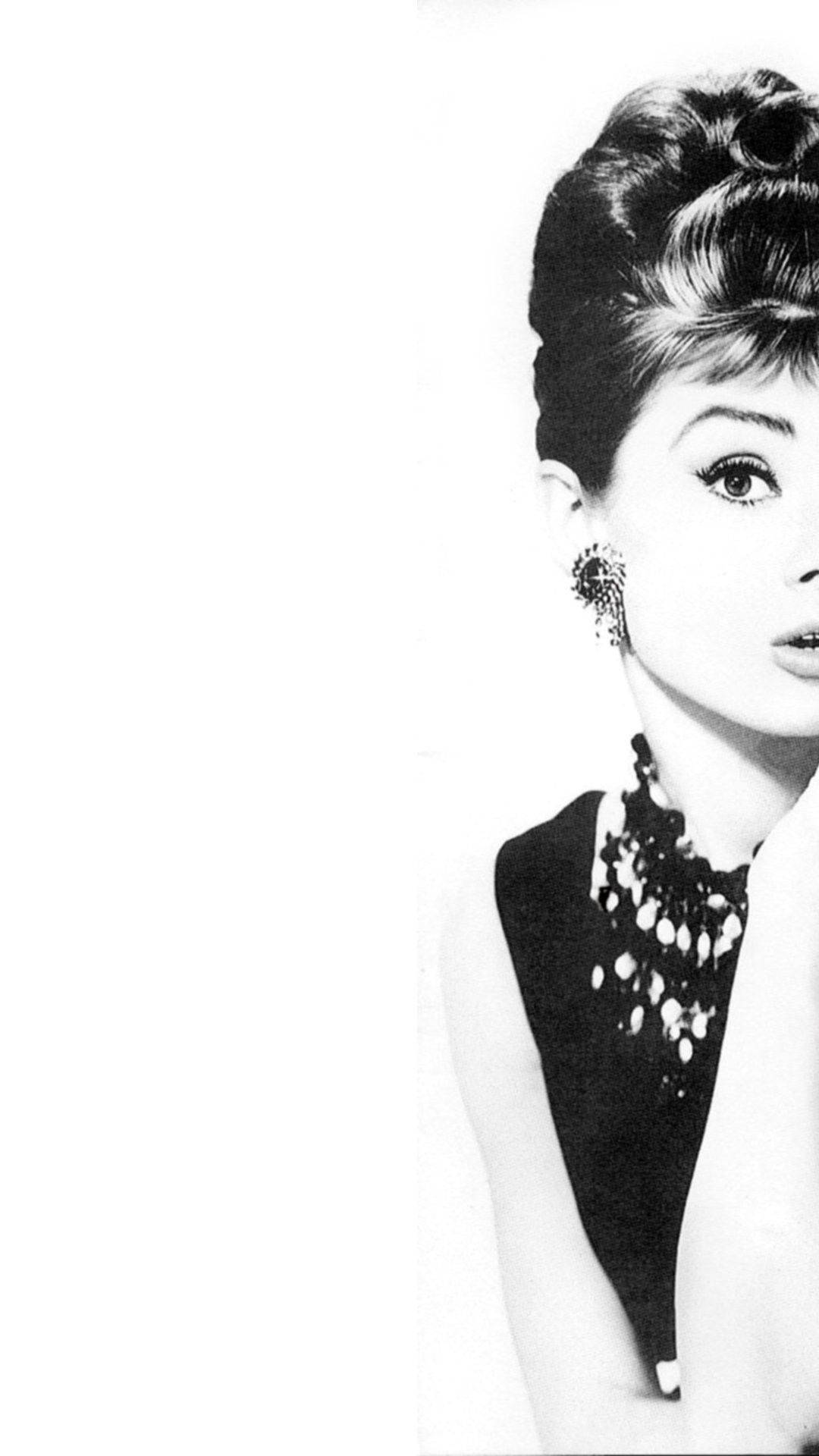 Audrey Hepburn, black and white portrait, elegant updo hairstyle, Full HD Phone Wallpaper