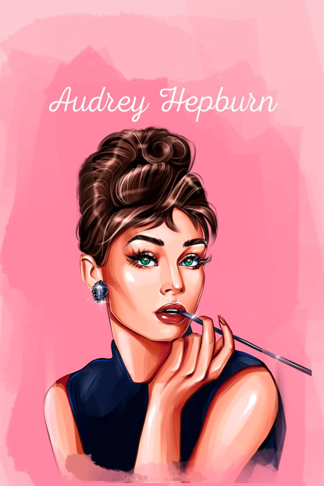Audrey Hepburn, classic updo, cigarette, Full HD Phone Wallpaper