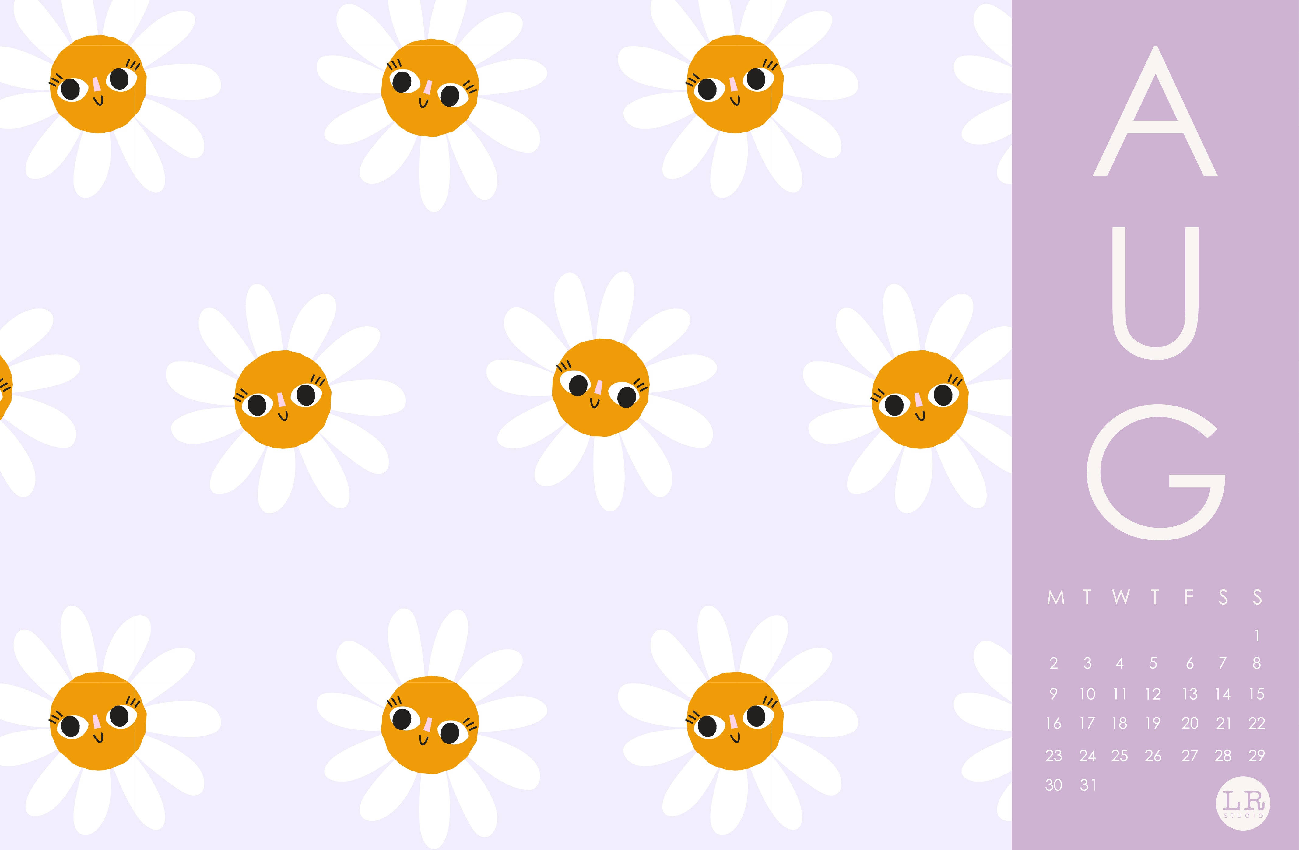 daisy, lavender, calendar, 4K Desktop Wallpaper
