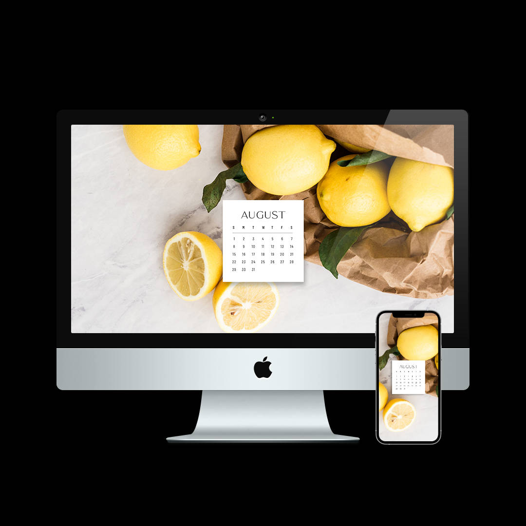 iMac, iPhone, bright yellow lemons, SD Desktop Wallpaper