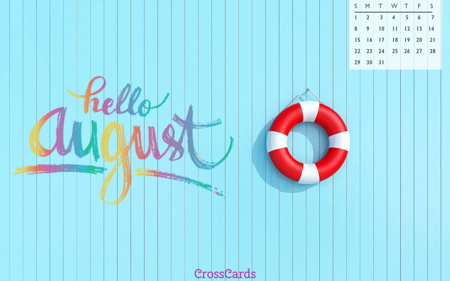 hello august, rainbow, red white lifebuoy, HD Desktop Wallpaper