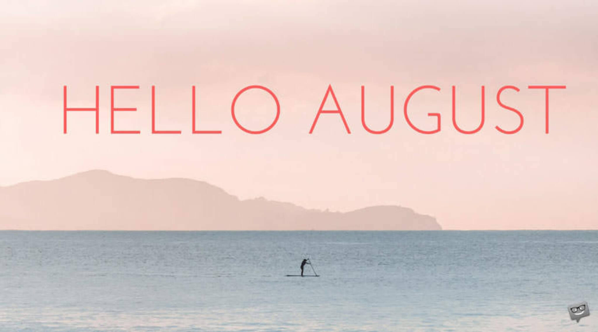 hello august, turquoise waters, soft pink sky, Full HD Desktop Wallpaper