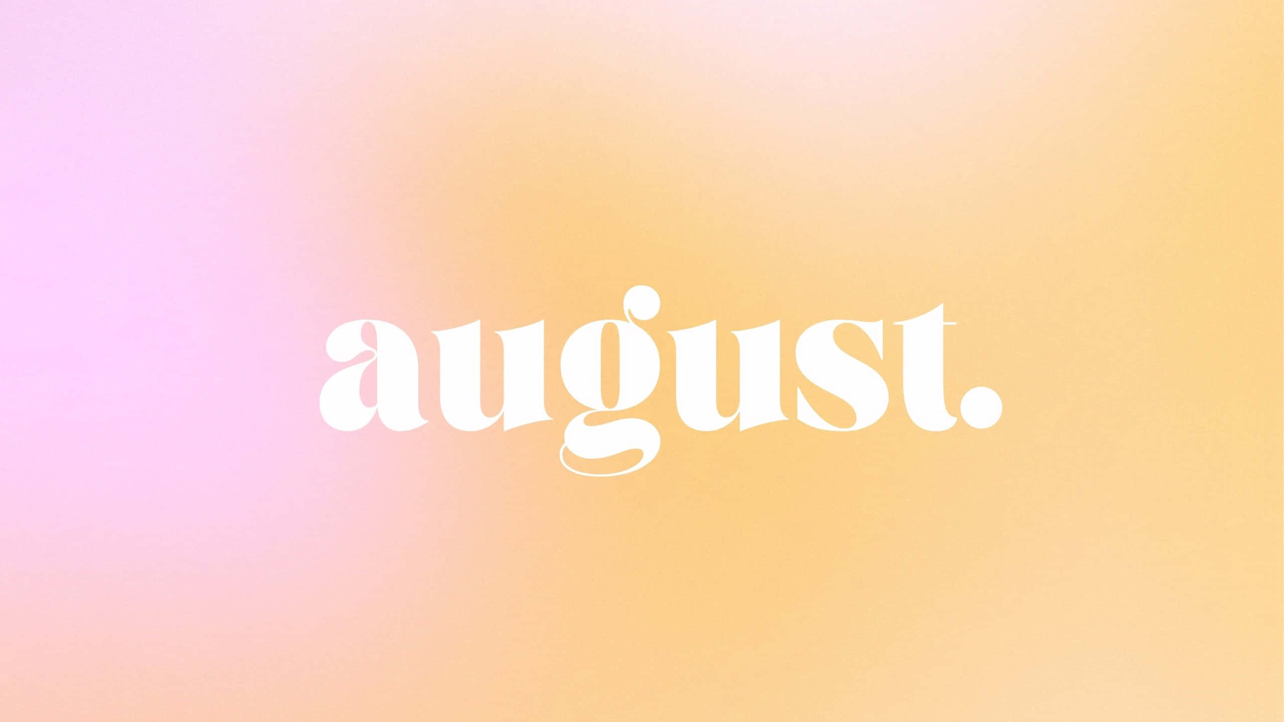 August, pastel gradient, pink to peach, 2K Desktop Wallpaper