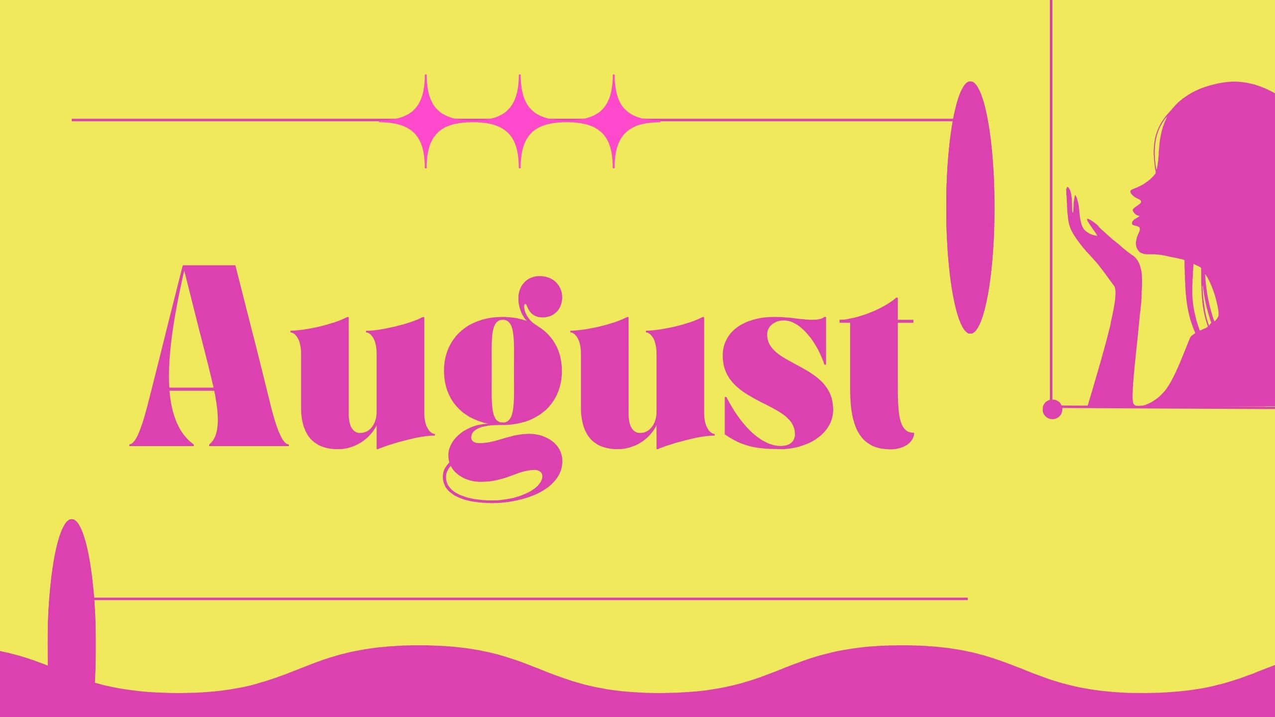 August, pink, bright yellow, 2K Desktop Wallpaper