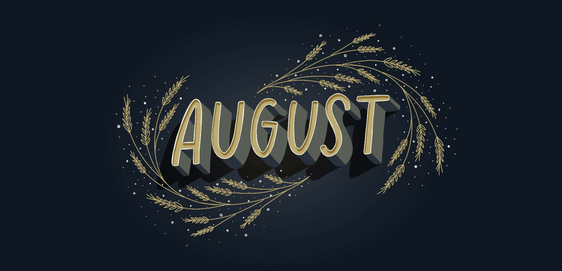 August, 3d letters, wheat stalks, Full HD Desktop Wallpaper