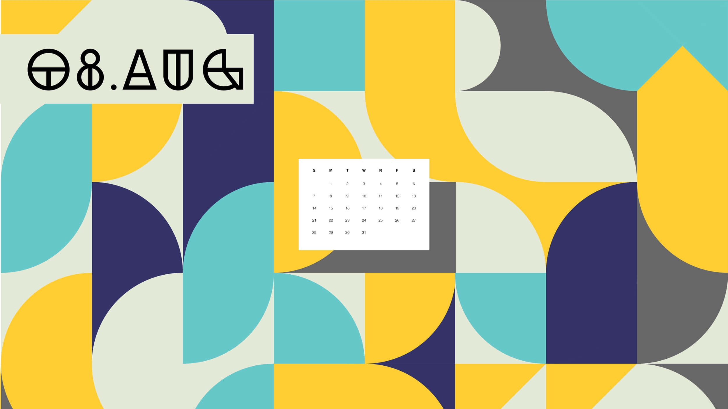 August, geometric shapes, yellow, Full HD Desktop Wallpaper