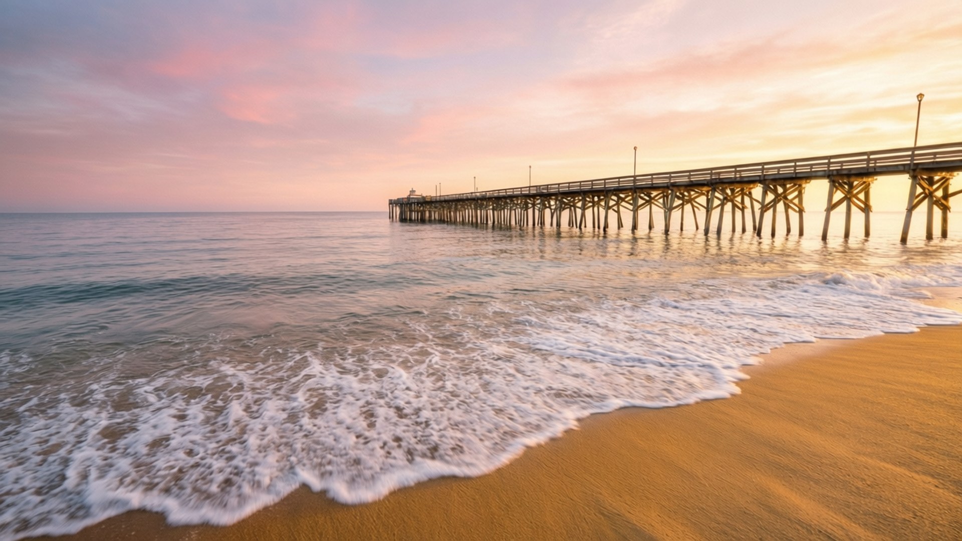 August Sunrise Serenity, sunset, pink and orange skies, Full HD Desktop Wallpaper