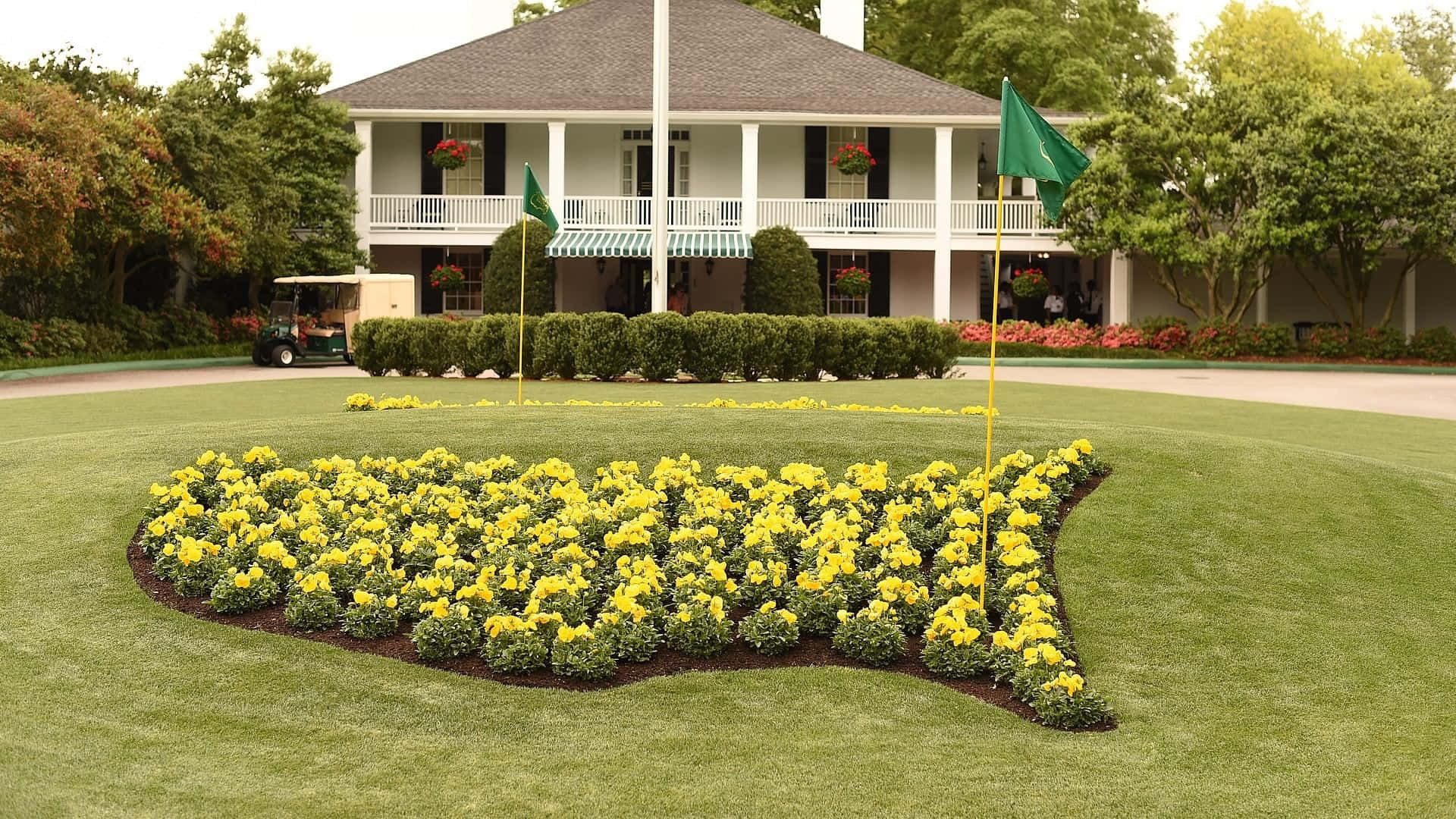 Augusta National Golf Course, golf club head, manicured green lawn, Full HD Desktop Wallpaper