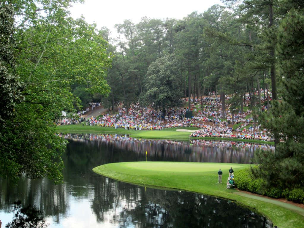 Augusta National Golf Course, island green, water, SD Desktop Wallpaper