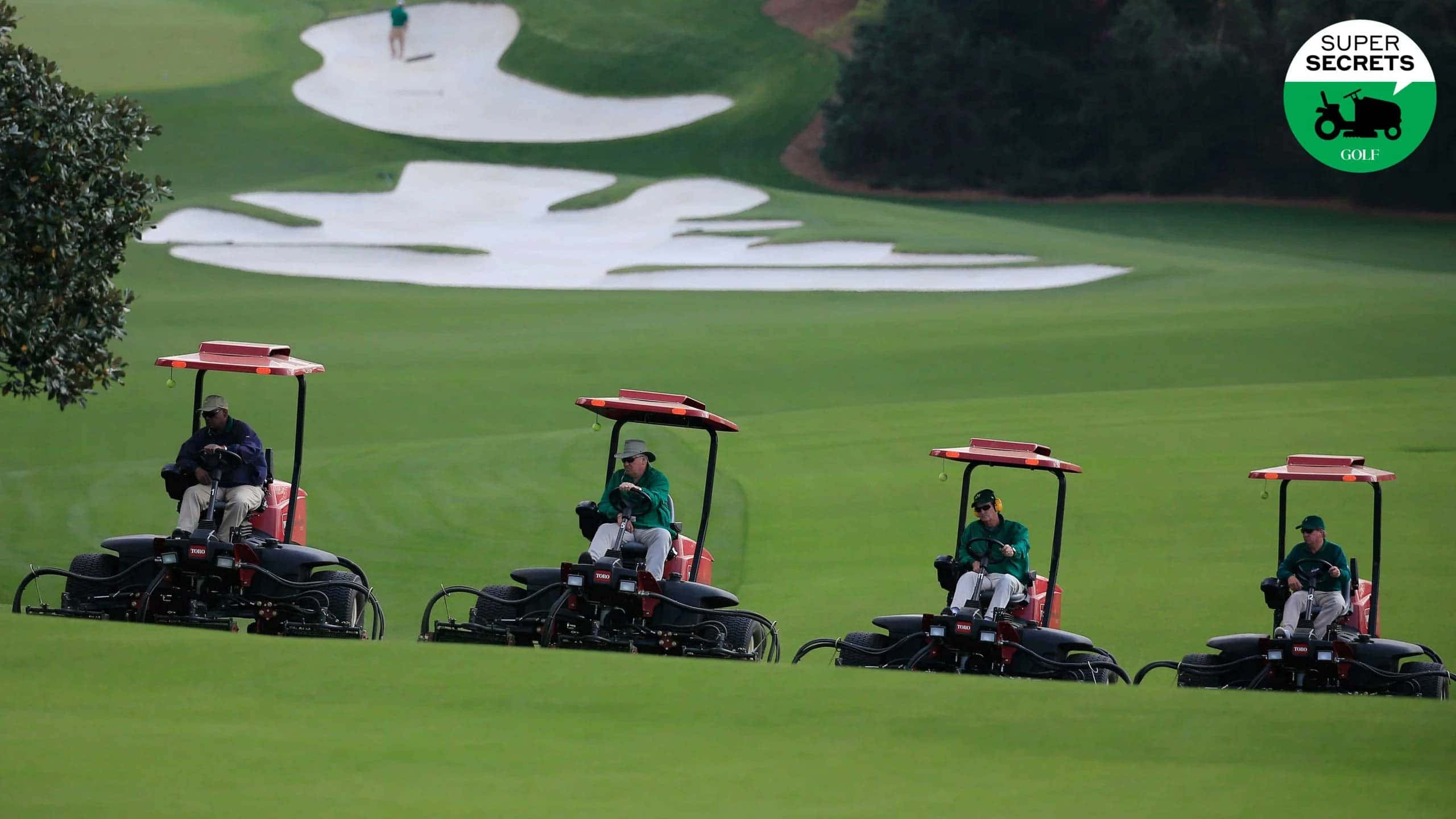 Augusta National, fairways, red carts, 2K Desktop Wallpaper