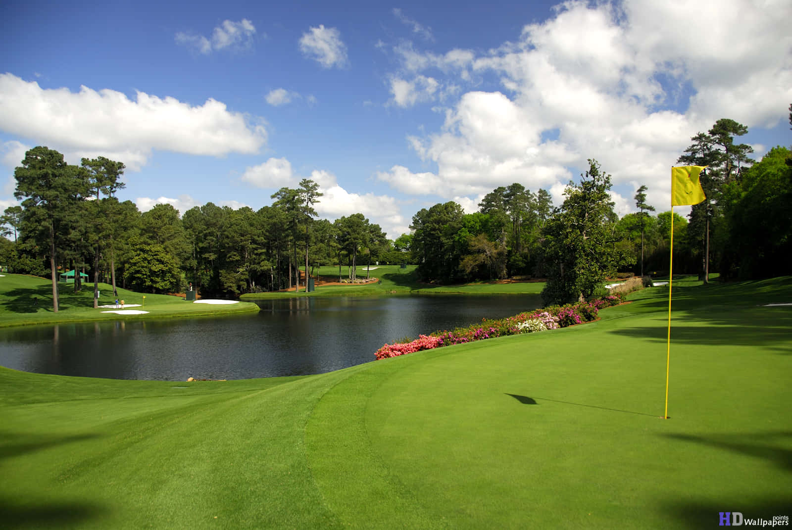 Augusta National, golf course, pond, HD Desktop Wallpaper