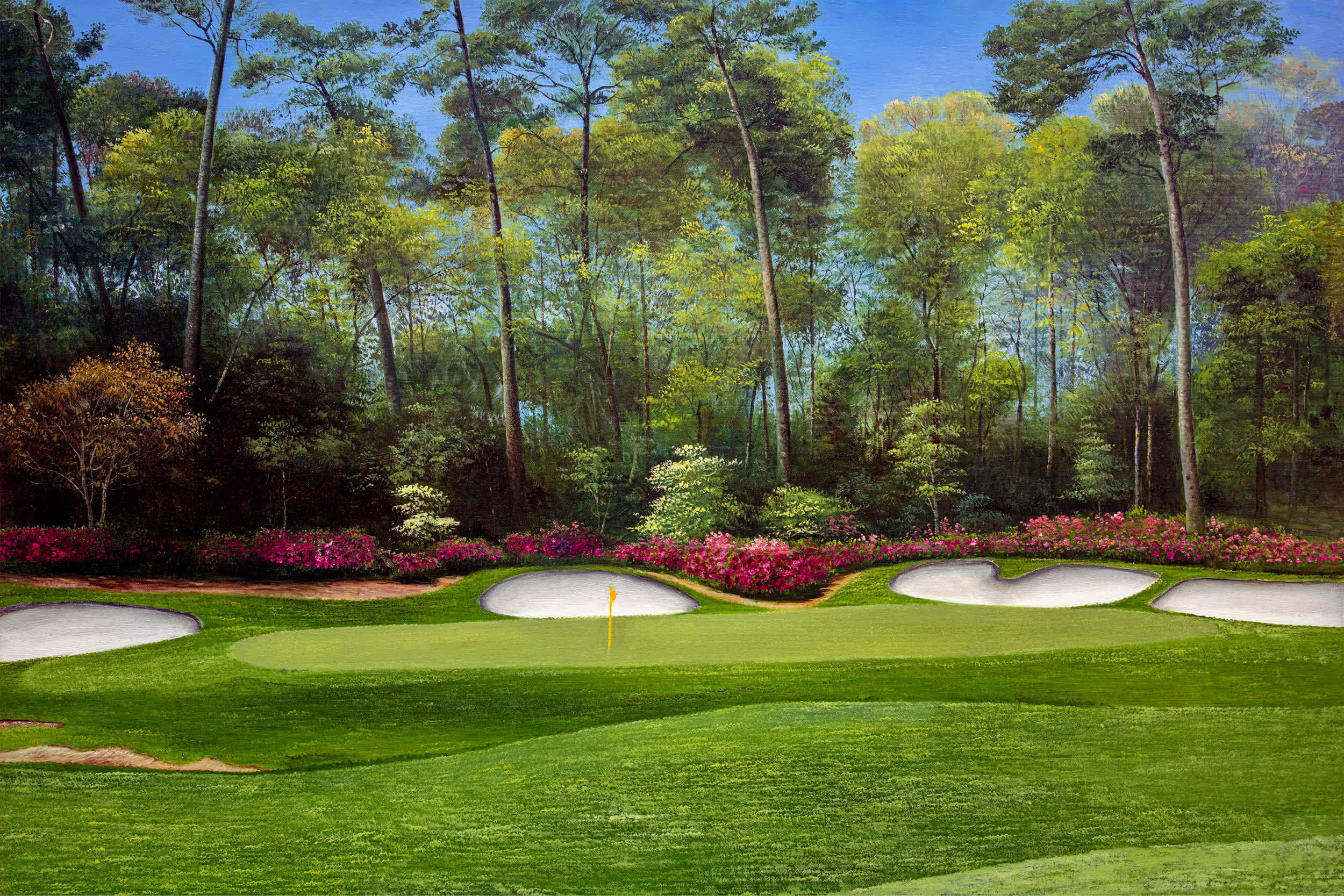 Augusta National, golf green, sand traps, Full HD Desktop Wallpaper