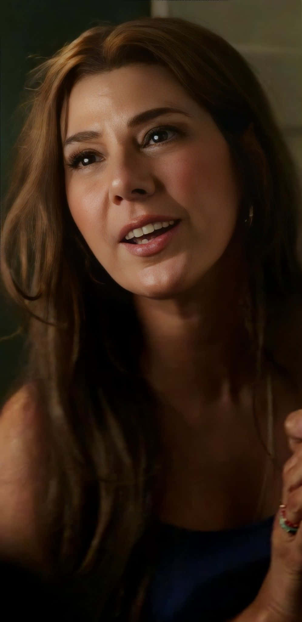 Aunt May, long brown hair, soft dim lighting, Full HD Phone Wallpaper