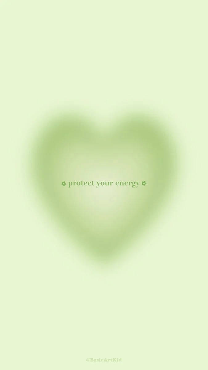 green aura aesthetic, protect your energy, soft green heart shape, SD Phone Wallpaper