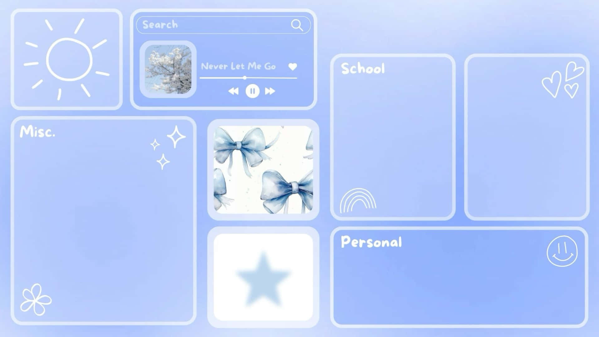 Blue Aura Digital Planner, pastel blue, app-like folders, Full HD Desktop Wallpaper