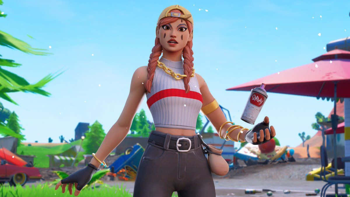 Fortnite, Aura Skin, surprised look, SD Desktop Wallpaper