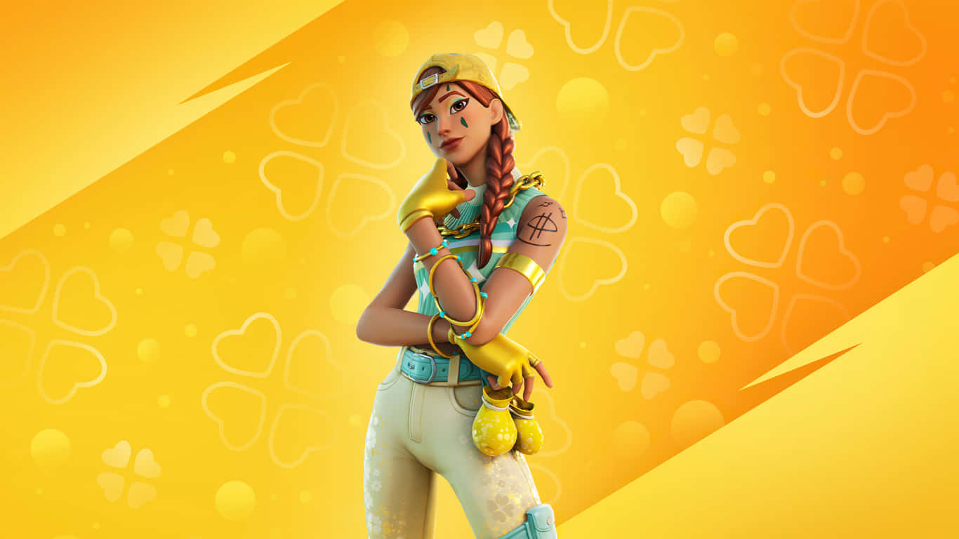 Fortnite, braided hair, yellow gear, HD Desktop Wallpaper