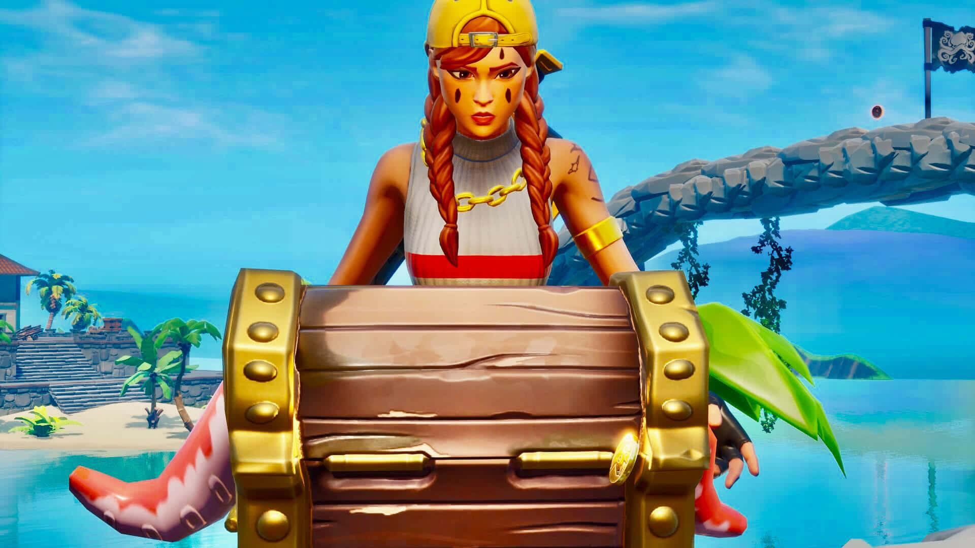 Fortnite, Aura Skin, treasure box, Full HD Desktop Wallpaper