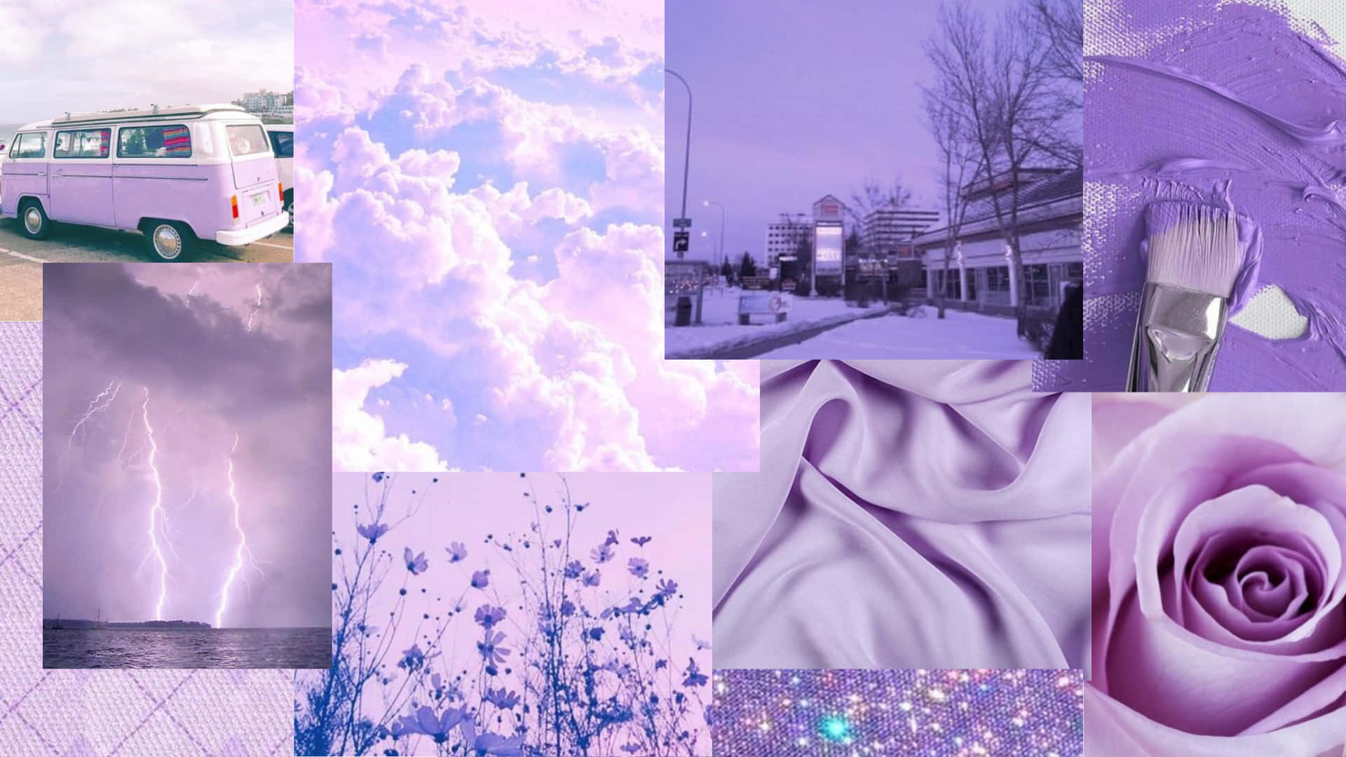 Lavender Aesthetic Laptop, lavender, vintage van, Full HD Desktop Wallpaper