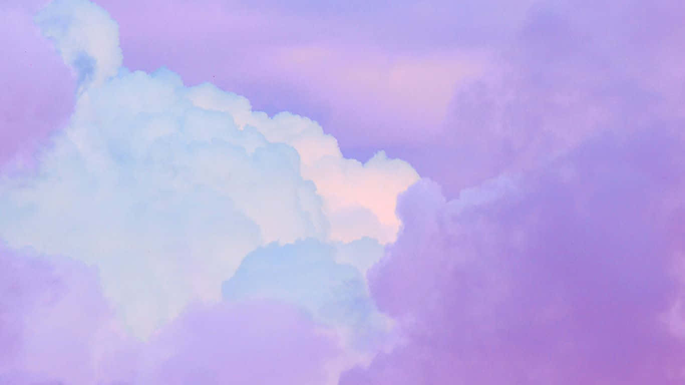 lavender aesthetic laptop, pink and purple cloudy sky, rainbow, HD Desktop Wallpaper