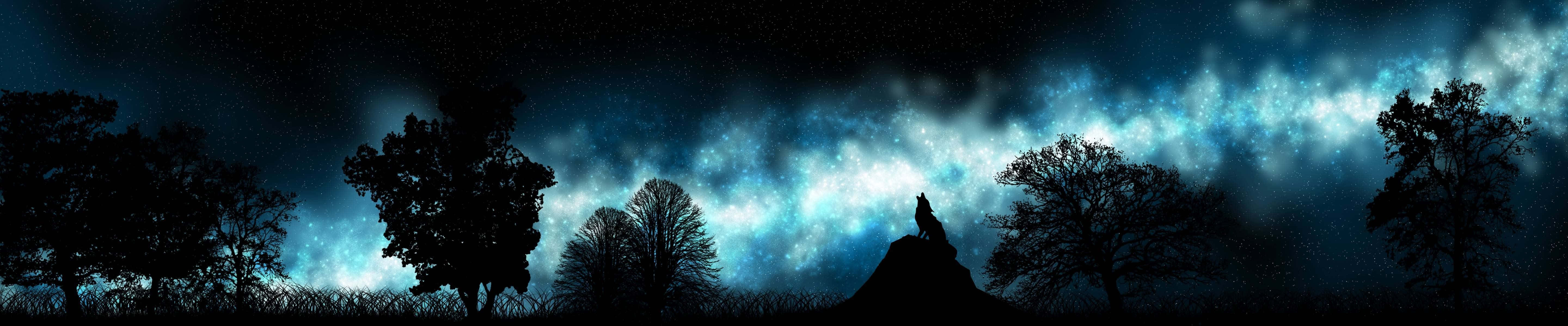 Aurora borealis, vibrant blue cosmic sky, glowing nebulae, 5K Desktop Wallpaper