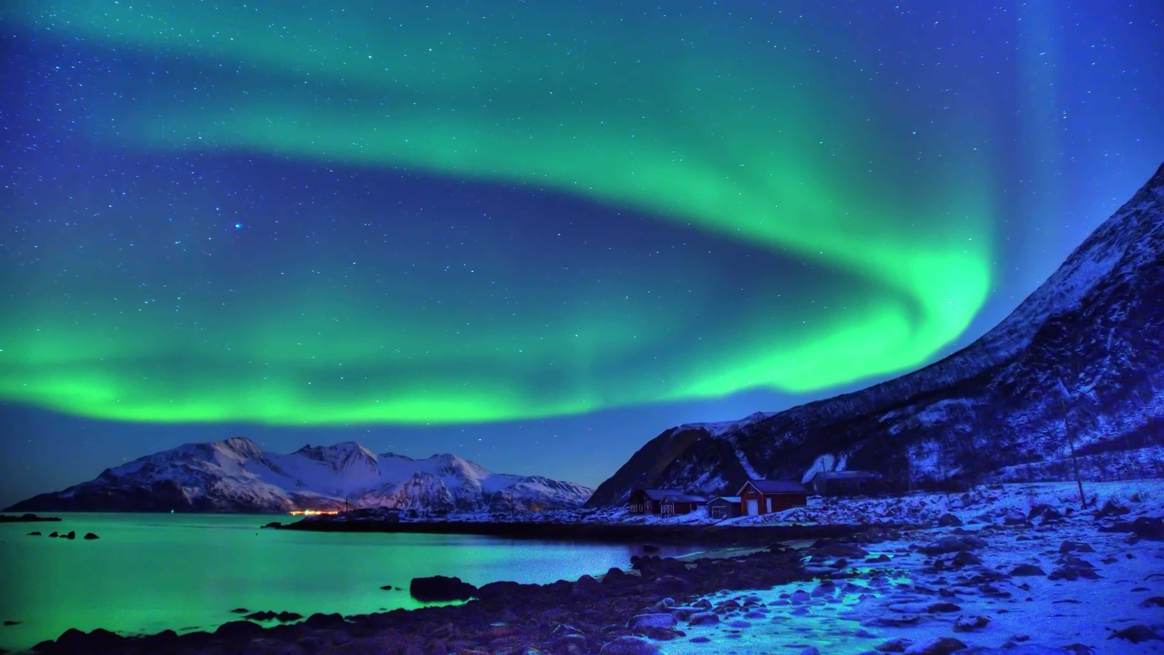 Aurora borealis, 3840 x 2160, starry night sky, 4K Desktop Wallpaper