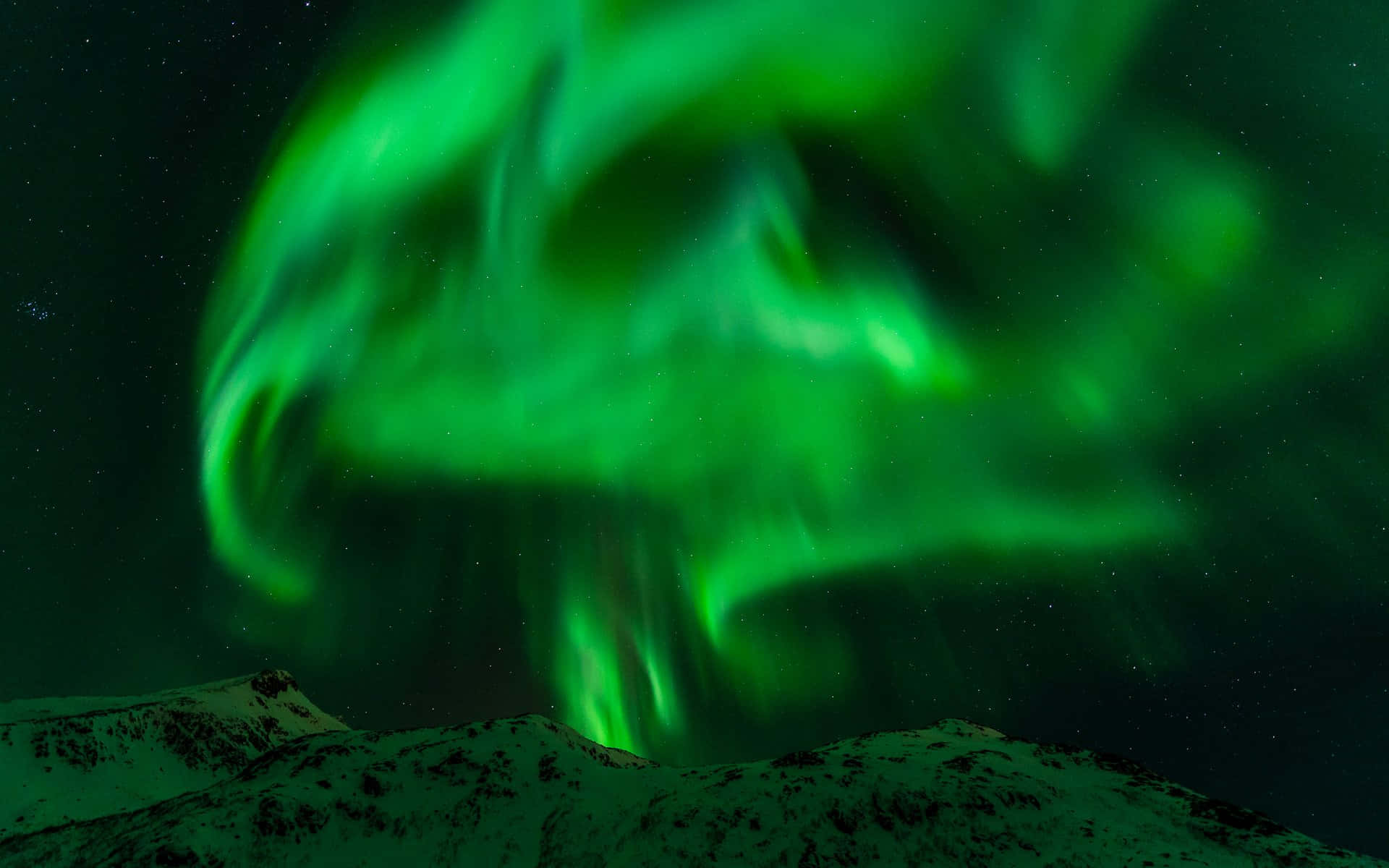 Aurora borealis, green aurora borealis, starry night sky, Full HD Desktop Wallpaper
