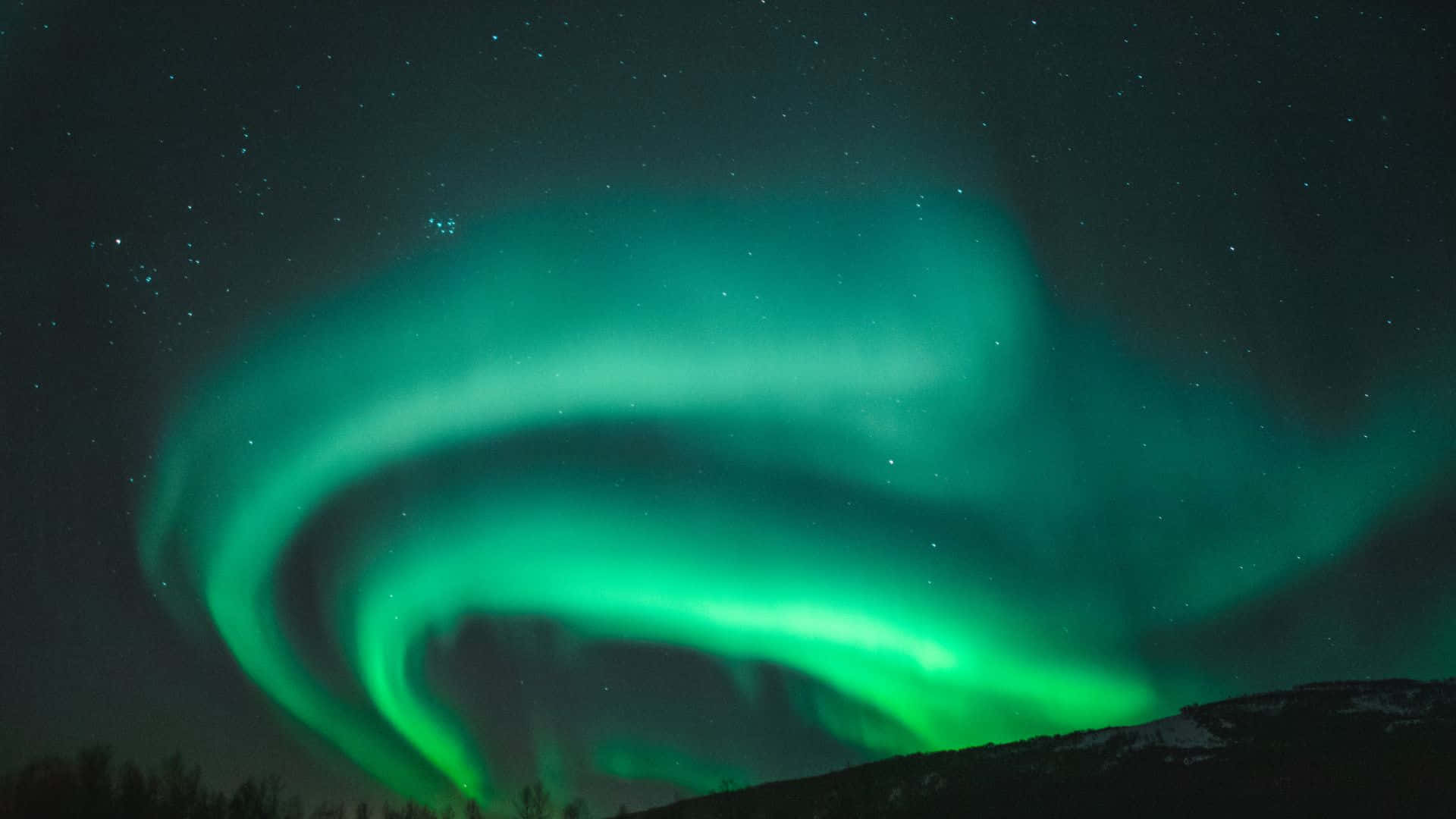 Aurora borealis, green aurora borealis, starry night sky, Full HD Desktop Wallpaper
