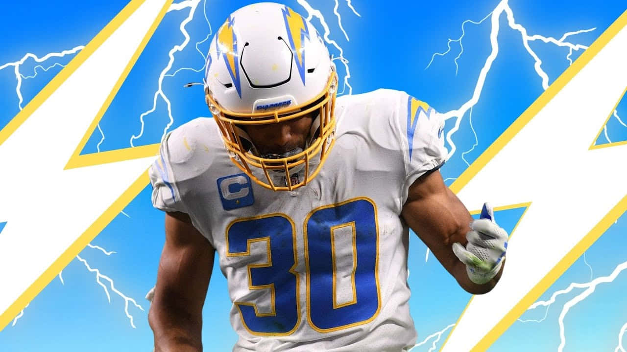 Austin Ekeler, number 30, white jersey, HD Desktop Wallpaper