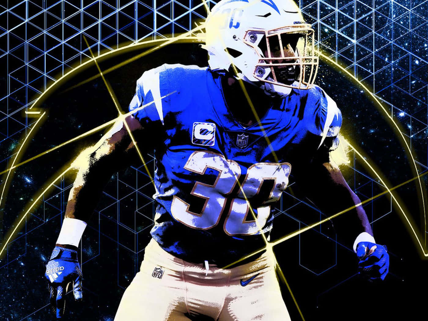 Austin Ekeler, blue jersey, number 38, HD Desktop Wallpaper