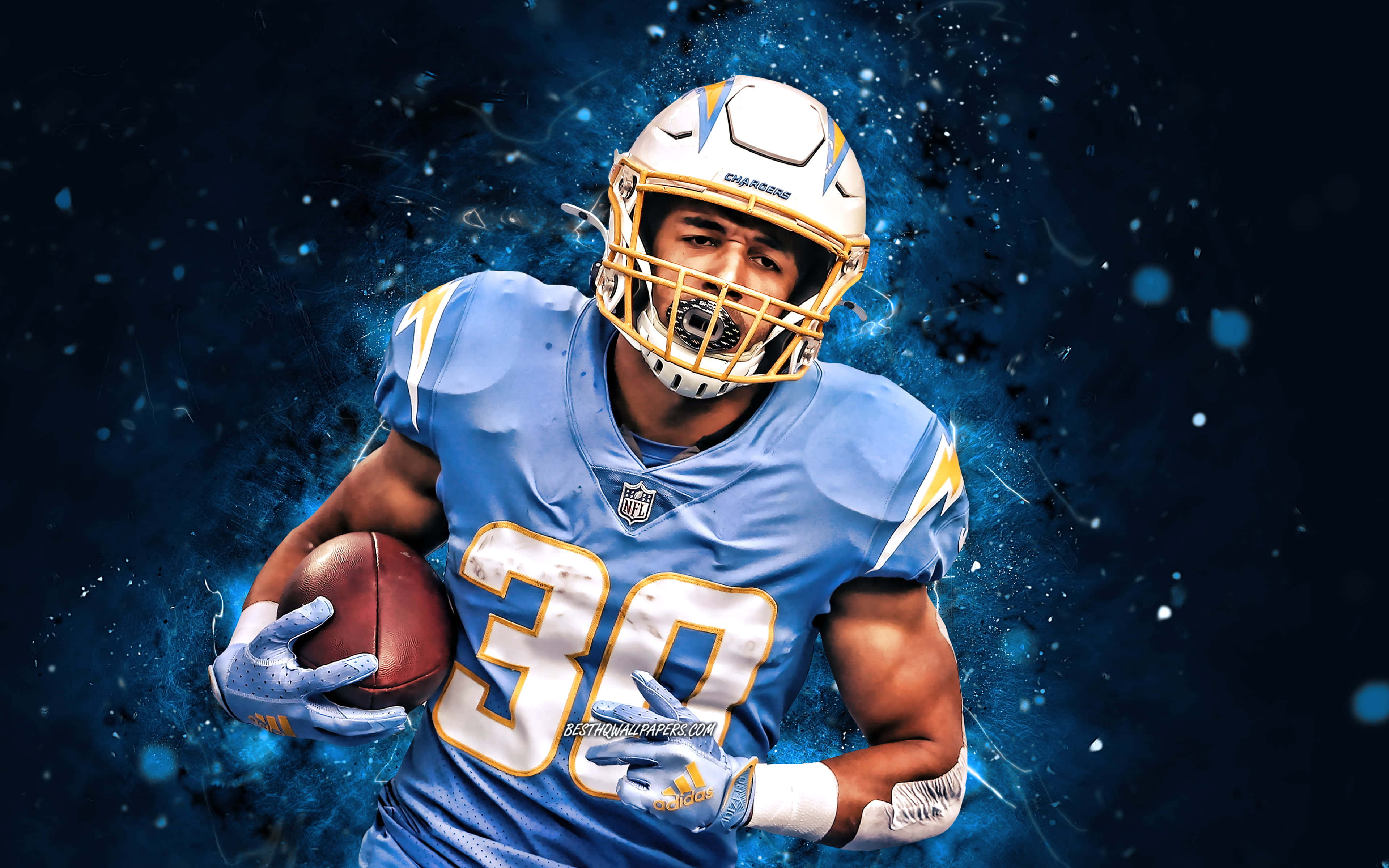 Austin Ekeler, blue jersey, number 30, 4K Desktop Wallpaper