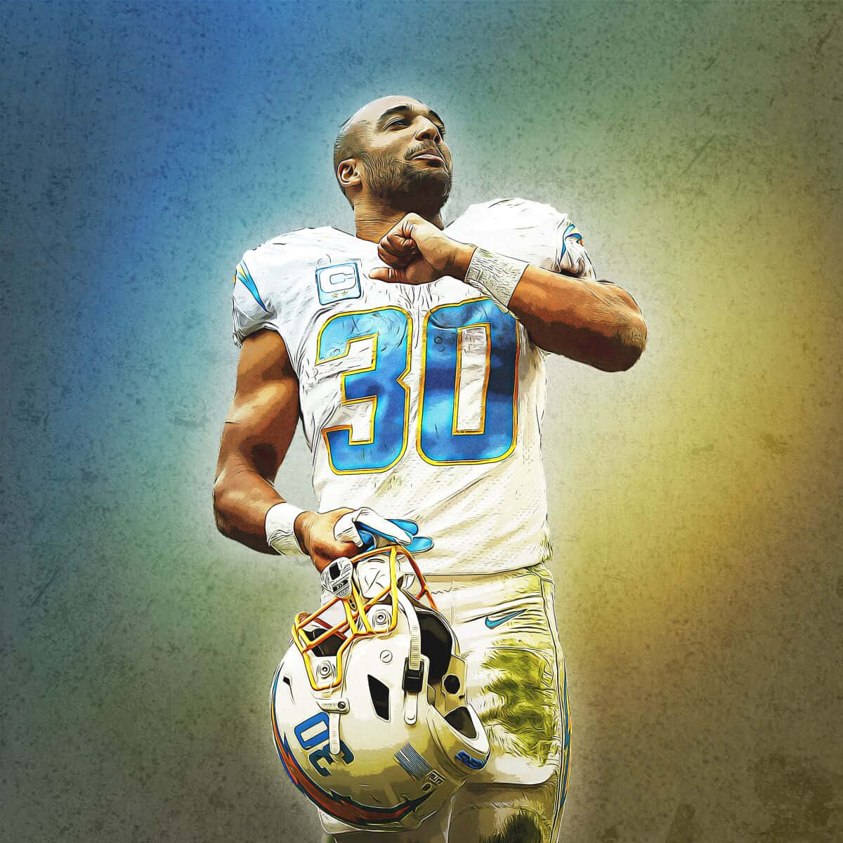 Austin Ekeler, number 30, white jersey, SD Desktop Wallpaper