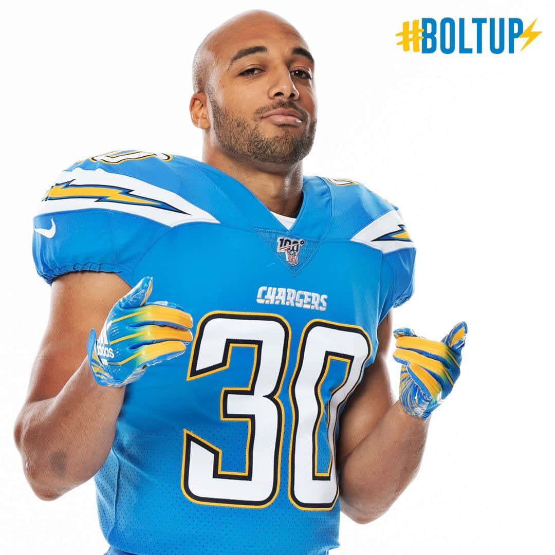 Austin Ekeler, blue Chargers jersey, number 30, SD Desktop Wallpaper