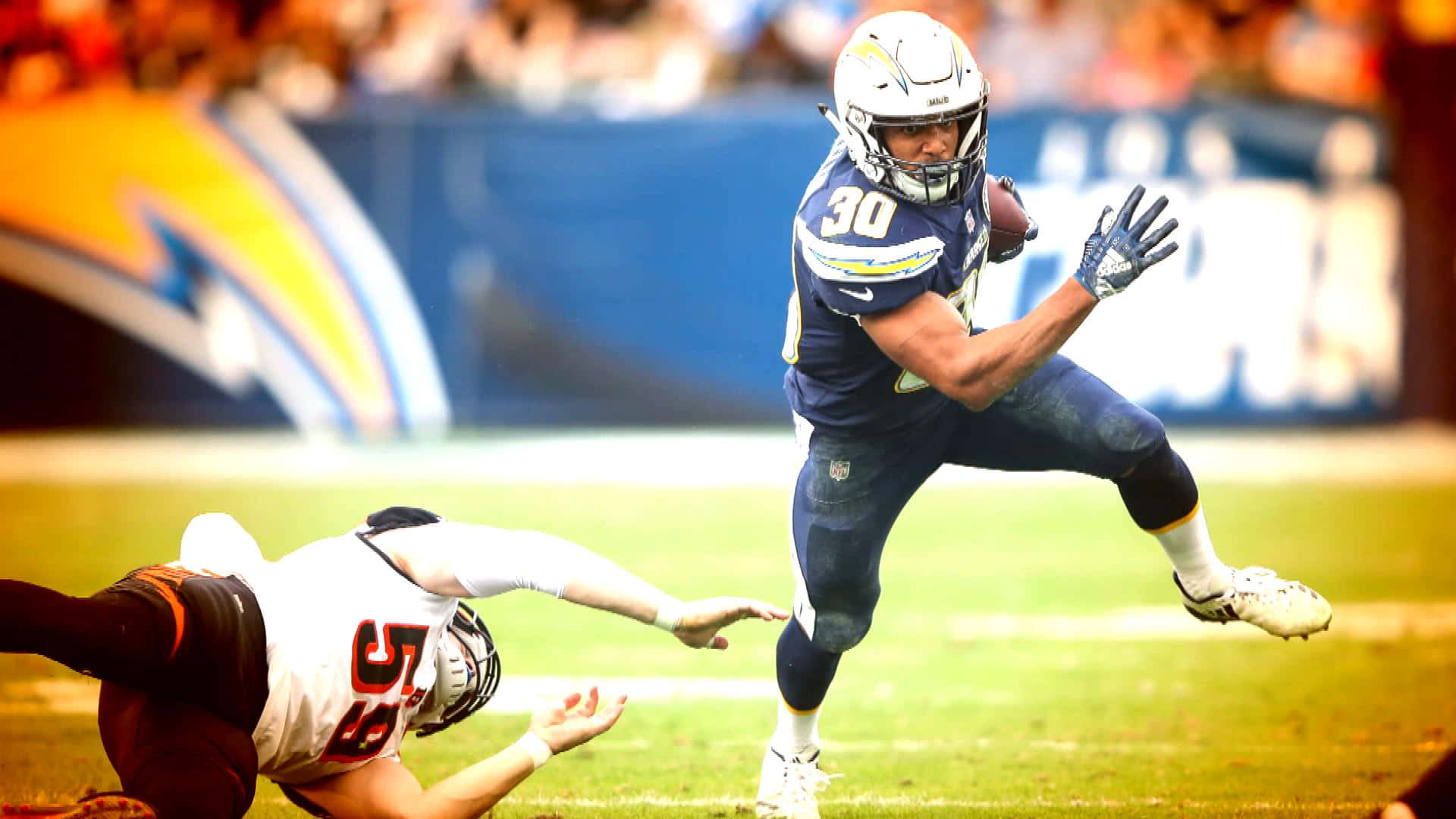 Austin Ekeler, blue uniform, football player, Full HD Desktop Wallpaper