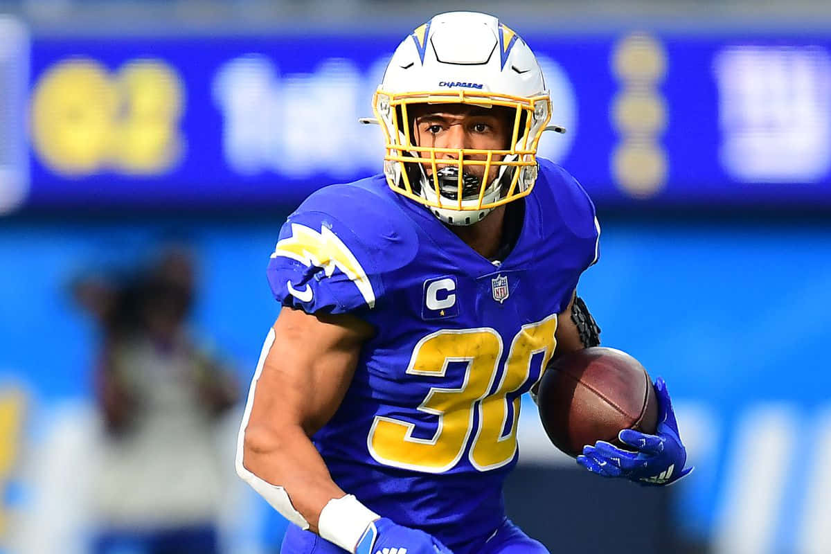 Austin Ekeler, blue and gold uniform, football, SD Desktop Wallpaper